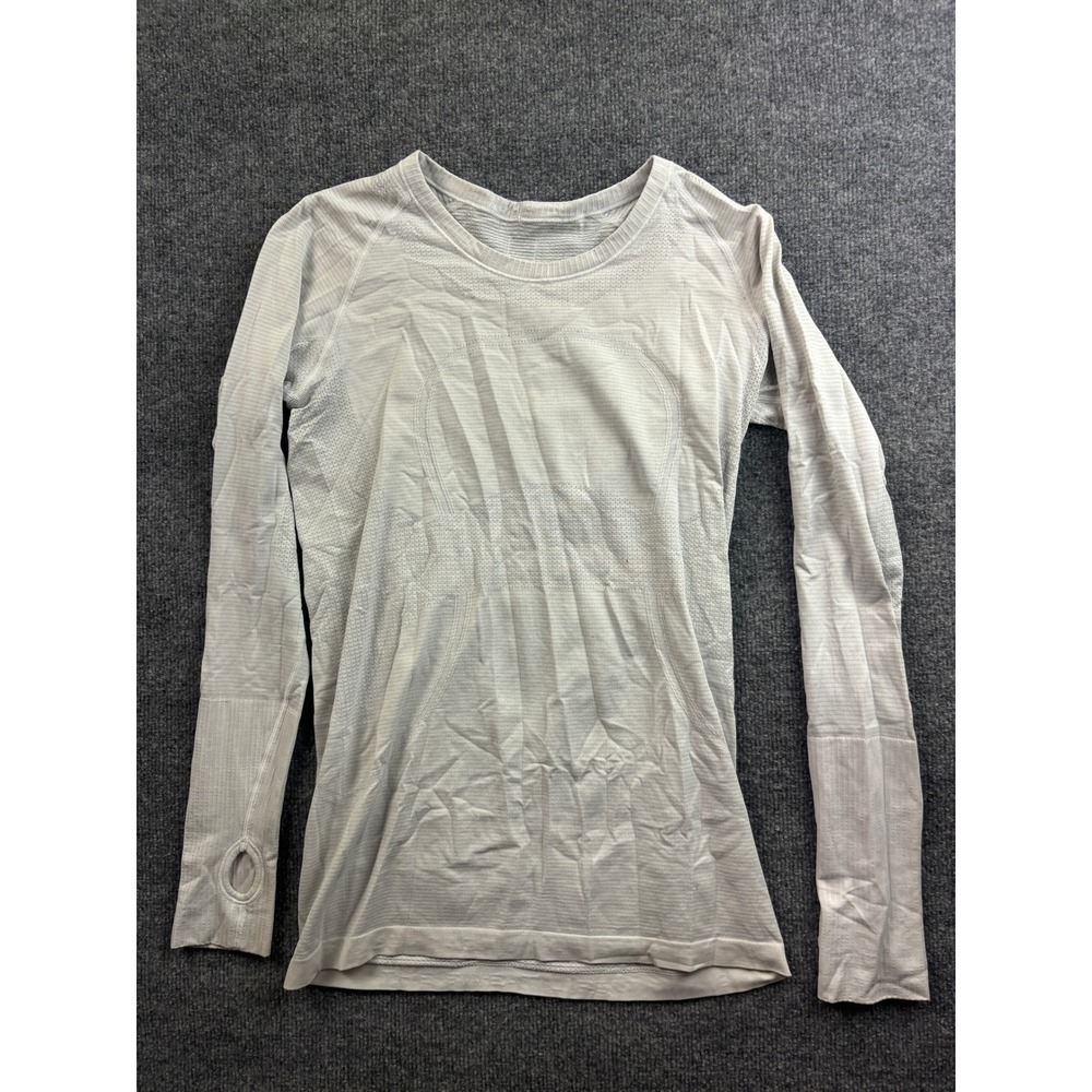 Lululemon Swiftly Tech Long Sleeve 2.0 Women Size 8 Gray White Active Top